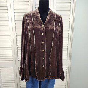 🔥 J Jill Large Crushed Velvet Brown Long Sleeve Top Price Firm (flaw)